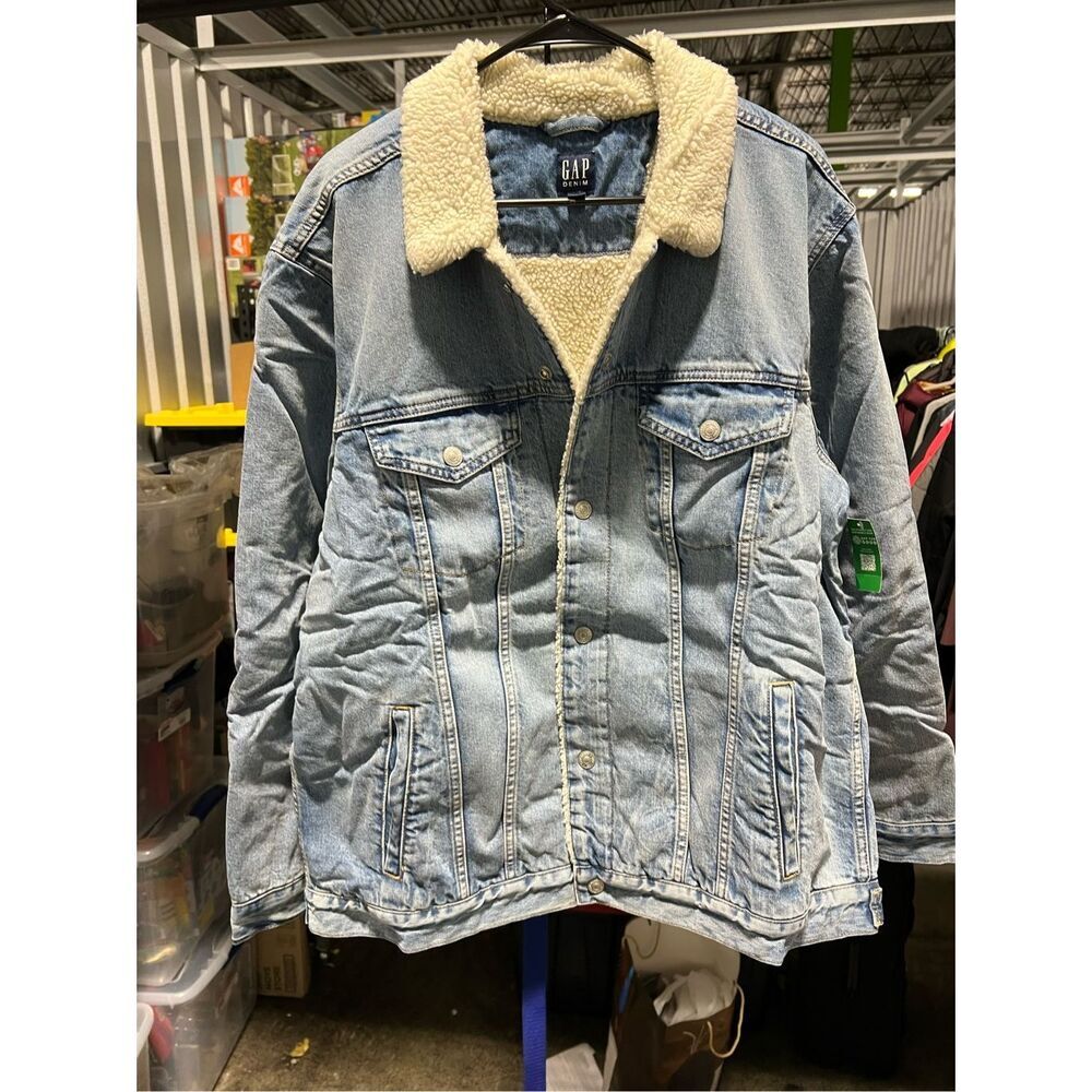 Gap Oversized Sherpa-Lined Icon Denim Jacket XL